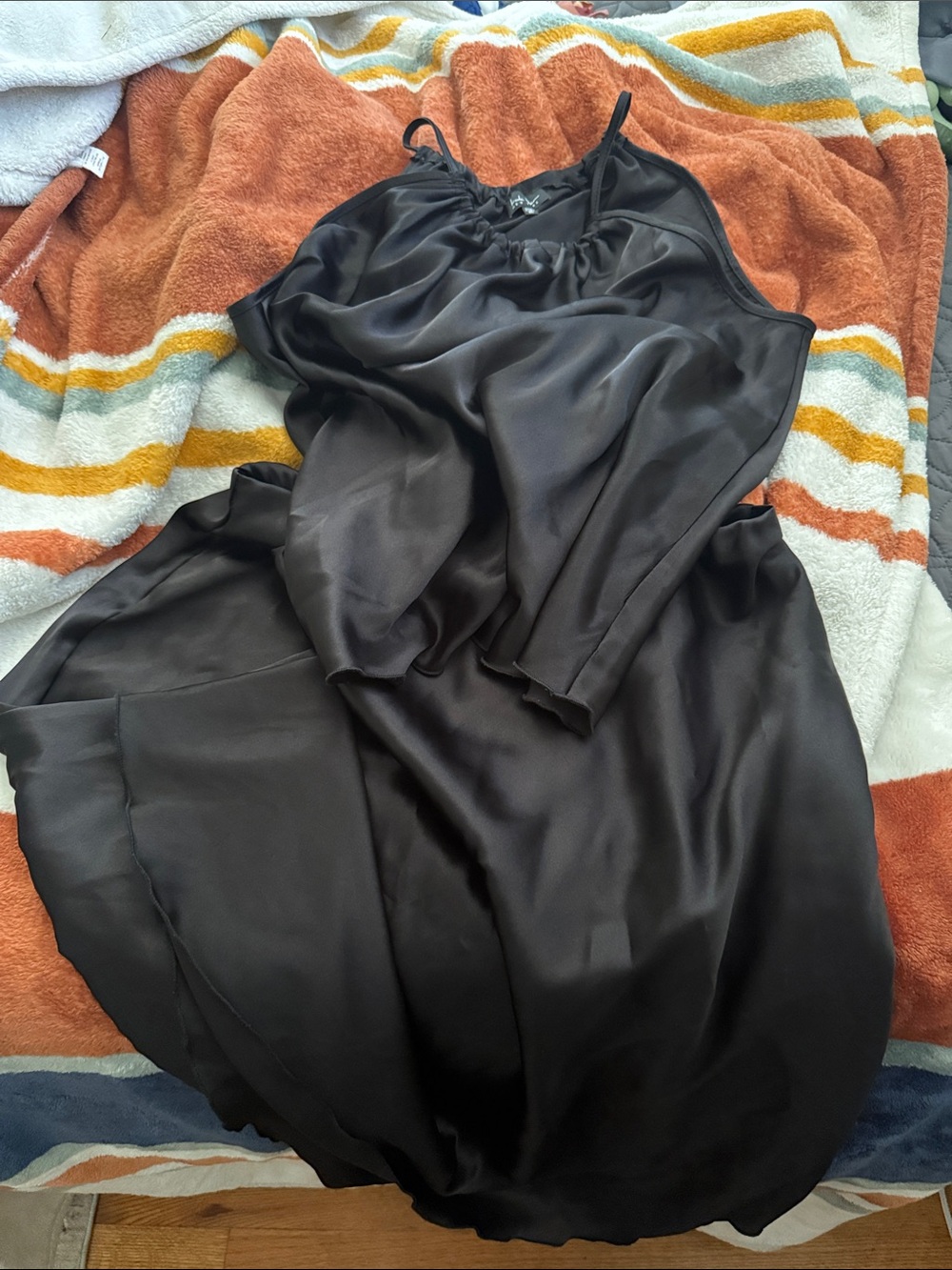 Nicole Miller Black Satin Two-Piece Skirt Set